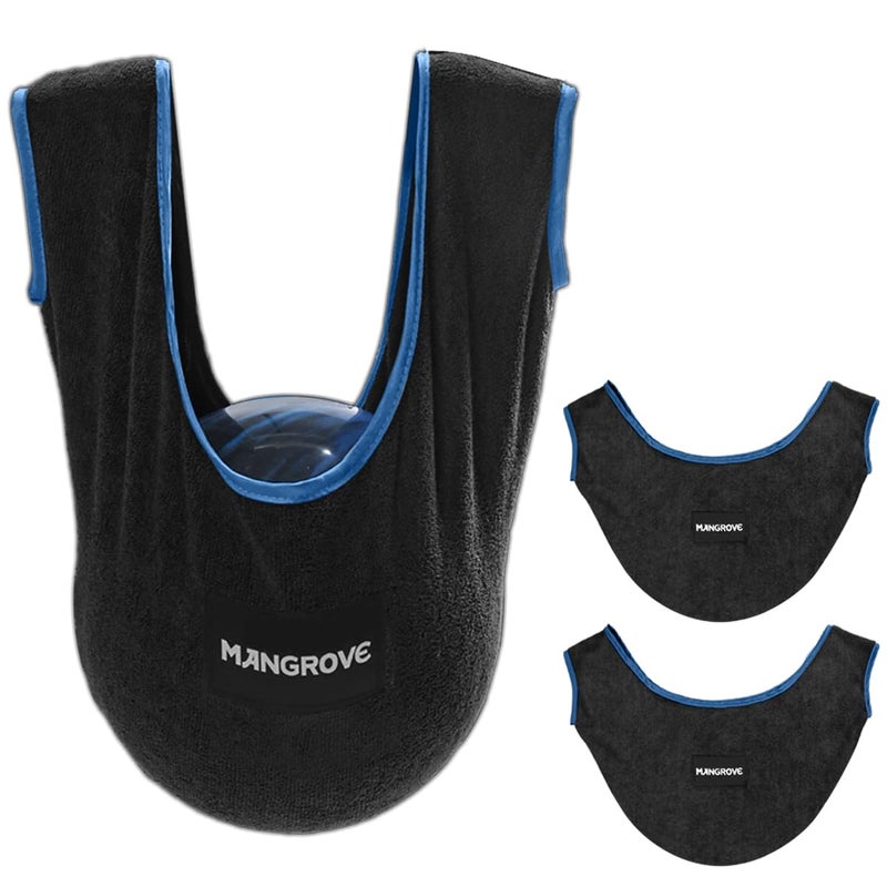 Mangrove Bowling Ball Polisher, Microfiber Bowling Towel See-Saw for Bowlers, Large Washable Bowling Shammy Seesaw, Ball Cleaner Holder Bag (Black 2-Pack) - Image 1